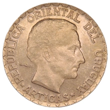 1930 Uruguay 5 Pesos Quarter Ounce Gold Coin