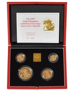 1992 Proof Gold Sovereign 4 Coin Set Boxed