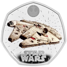 2024 50p Millennium Falcon Star Wars Proof Silver Coin Boxed