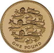 2002 £1 One Pound Proof Gold Coin Three Lions