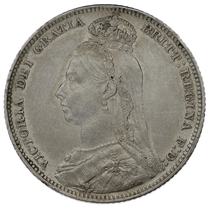 1892 Silver Shilling Coin Queen Victoria Silver Milled Silver Shilling