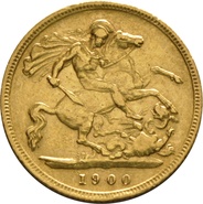 1900 Gold Half Sovereign - Victoria Old Head - London