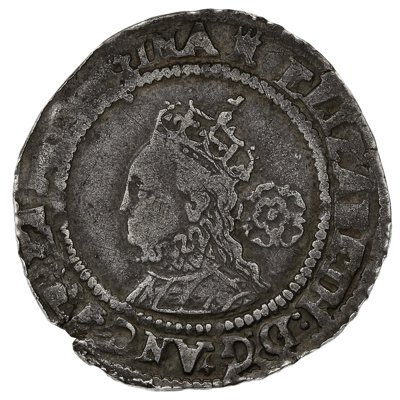 1570 Silver Sixpence Coin Elizabeth I Castle