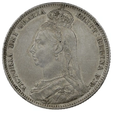 1892 Silver Shilling Coin Queen Victoria Silver Milled Silver Shilling