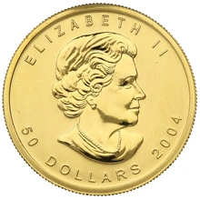 2004 Canadian Maple Leaf Gold Coin 1oz 25th Anniversary
