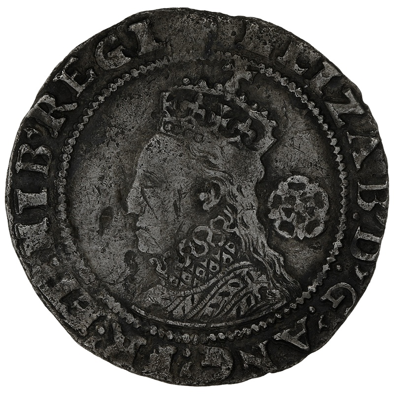 1593 Elizabeth I Silver Sixpence mm Tun