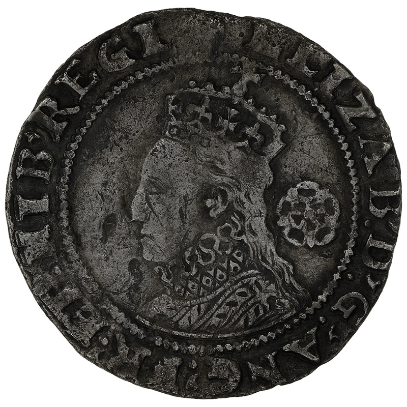 1593 Silver Sixpence Coin Elizabeth I Tun
