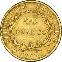 French 40 Francs Gold Coin Napoleon First Empire Bare Head 1804-1807 AN13 AN14