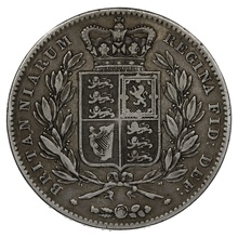 1847 Silver Crown Coin Queen Victoria Edge XI