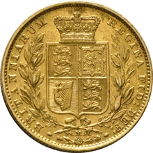 1884 Gold Sovereign Coin Queen Victoria Young Head Shield Back Melbourne NGC AU55