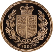 2002 Proof Gold Sovereign Coin Elizabeth II Fourth Head