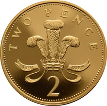 2002 Proof Gold 2p Coin Prince of Wales Feathers