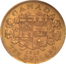 1912 Canada $10 Gold Coin PCGS AU53