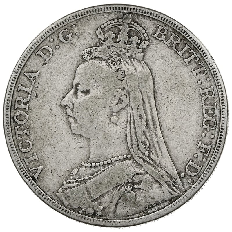 1892 Silver Crown Coin Queen Victoria Jubilee Head