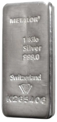 Second Hand 1kg Silver Bar Metalor