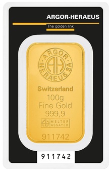 Argor-Heraeus 100 Gram Gold Bullion Minted Bar