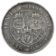 1898 Silver Shilling Coin Queen Victoria