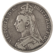 1890 Silver Crown Coin Queen Victoria Jubilee Head Fine