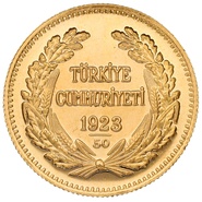 Turkish 250 Piastres Kurush Gold Coin - Kemal Ataturk