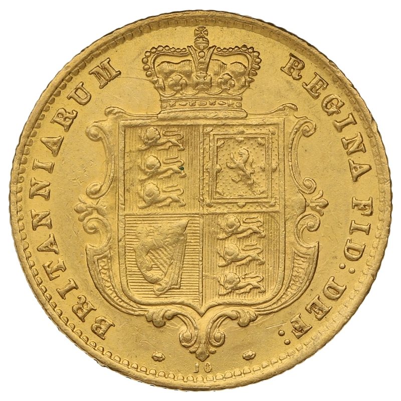 1867 Gold Half Sovereign Queen Victoria Young Head Shield Back