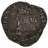 1635-1636 Silver Sixpence Coin Charles I Crown
