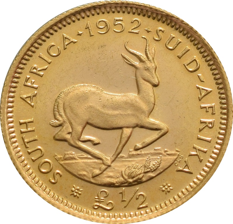 1952 £1/2 Gold Coin South Africa George VI