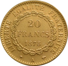 French 20 Francs Gold Coin Guardian Angel