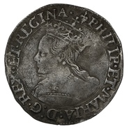 1554-1558 Silver Groat Fourpence Coin Philip & Mary Hammered mm Lis