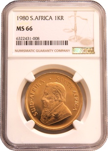 1980 Krugerrand Gold Coin 1oz NGC MS66