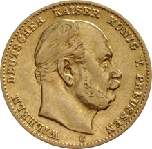 German 10 Mark Gold Coin Wilhelm I 1872-1880