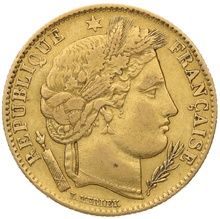 1850 French 10 Francs Gold Coin Ceres A