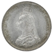 1888 Silver Shilling Coin Queen Victoria