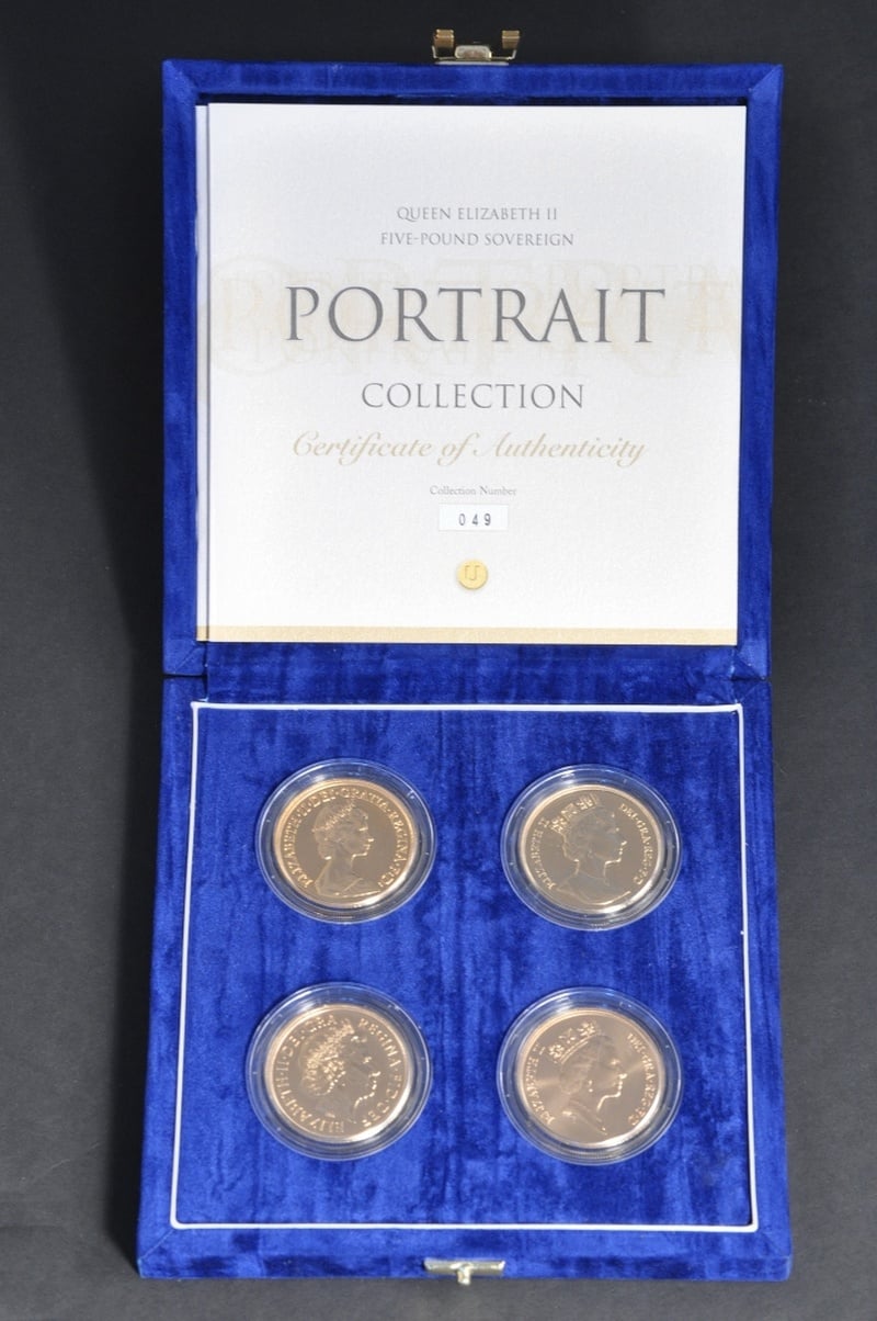Uncirculated Gold Five Pound Sovereign  Portrait Collection Boxed