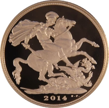 2014 Proof Gold Sovereign Coin Elizabeth II Fourth Head