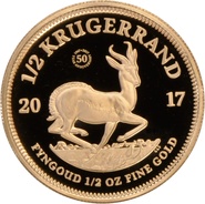 2017 Proof Half Ounce Krugerrand Gold Coin 50th Anniversary privy mark