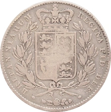 1845 Silver Crown Coin Victoria Young Head