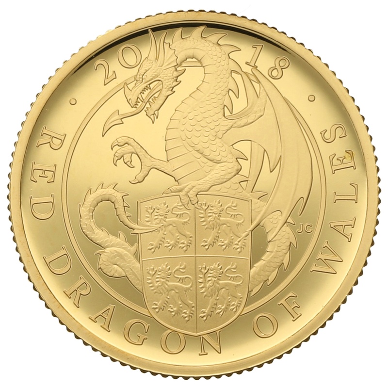 2018 Proof 1/4oz Red Dragon of Wales Gold Coin Queen's Beasts