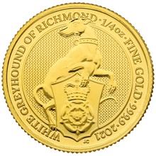 2021 White Greyhound of Richmond, Queen's Beast 1/4oz Gold Coin