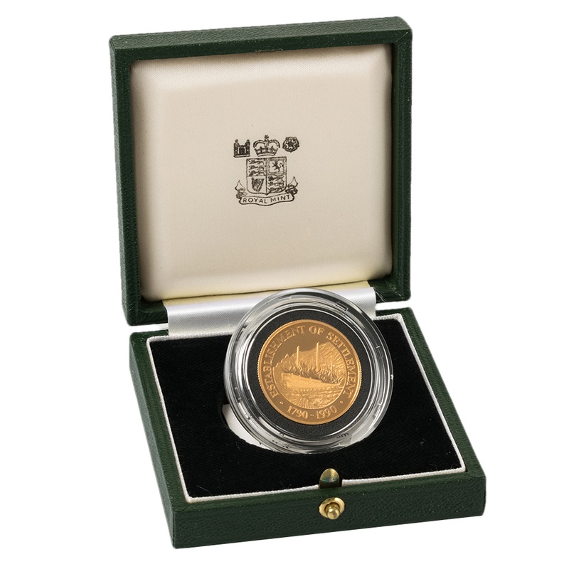1990 Pitcairn Islands $250 Bicentenary of the First Settlement Gold Proof Coin Boxed