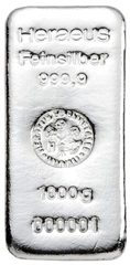 1kg Heraeus Silver Cast Bar