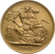 1967 Gold Sovereign Coin Elizabeth II Young Head