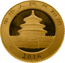 2016 1g Chinese Panda Gold Coin