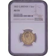 1832 Gold Sovereign William IV NGC AU55