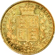 1885 Gold Sovereign - Victoria Young Head Shield Back - M