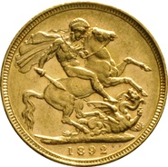 1892 Gold Sovereign Coin Queen Victoria Jubilee Head Melbourne