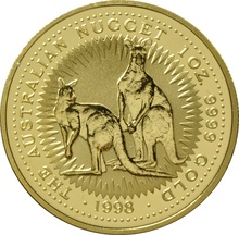1998 Australian Kangaroo Gold Nugget Coin 1oz