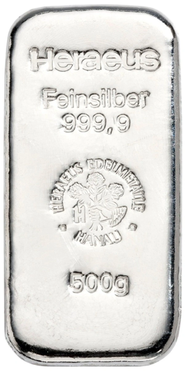 Heraeus 500g Silver Bar Cast