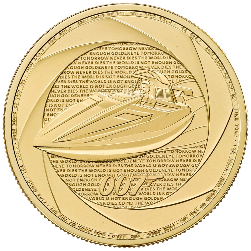 2025 Six Decades of 007, Bond of the 1990s 1oz Gold Coin