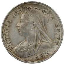 1895 Silver Half Crown Coin Queen Victoria