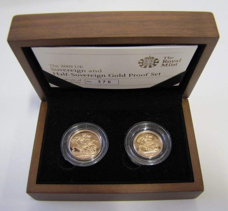 2009 UK Sovereign and Half Sovereign Gold 2 Coin Proof Set Boxed
